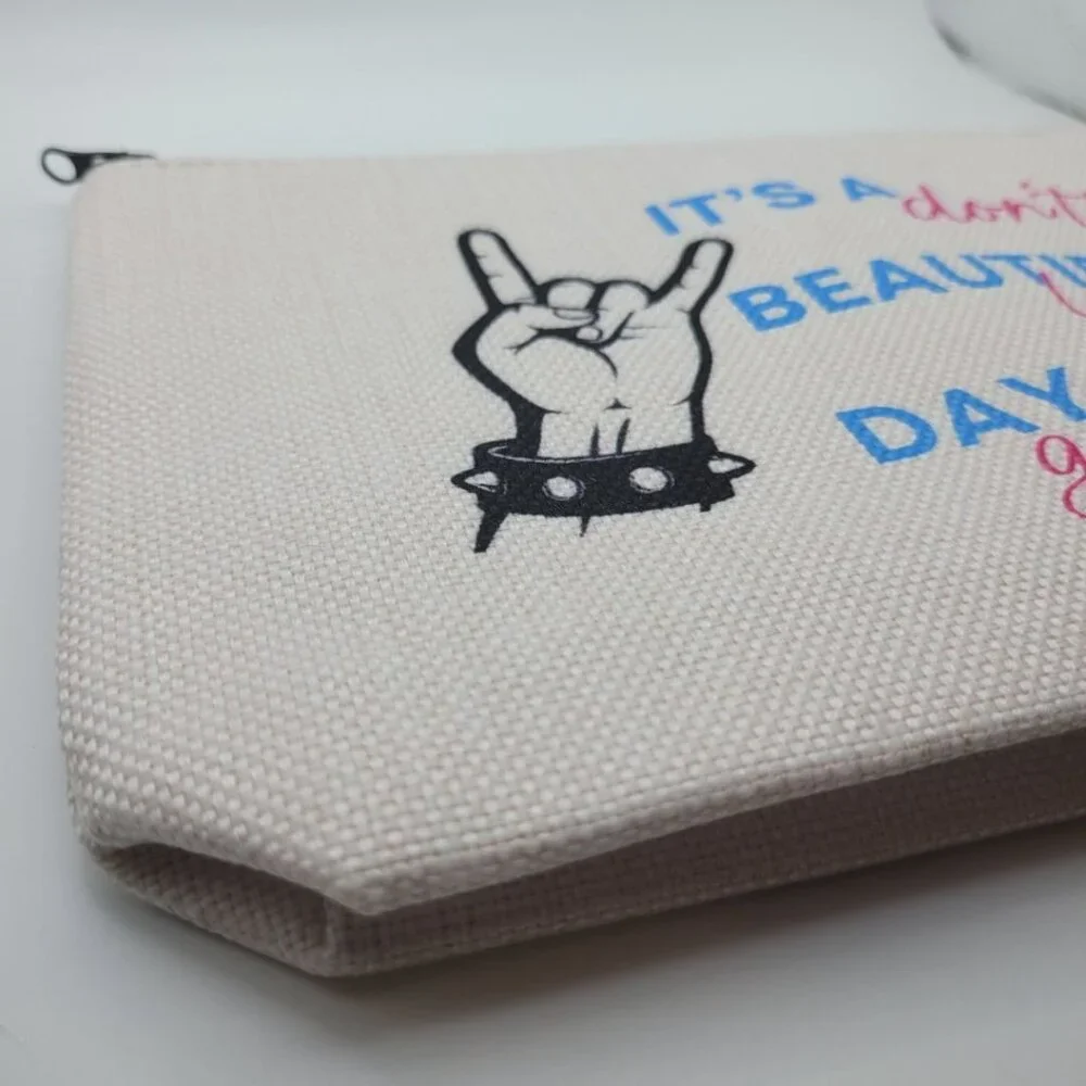 Beautiful Day Dont Let it Get Makeup Bag 9 x 7 Canvas Zipper Pouch Gift Cosmetic